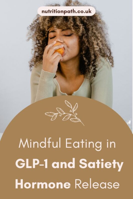How to say no to food pushers Mindful Eating in GLP-1 and Satiety Hormone Release with a woman eating mindfully